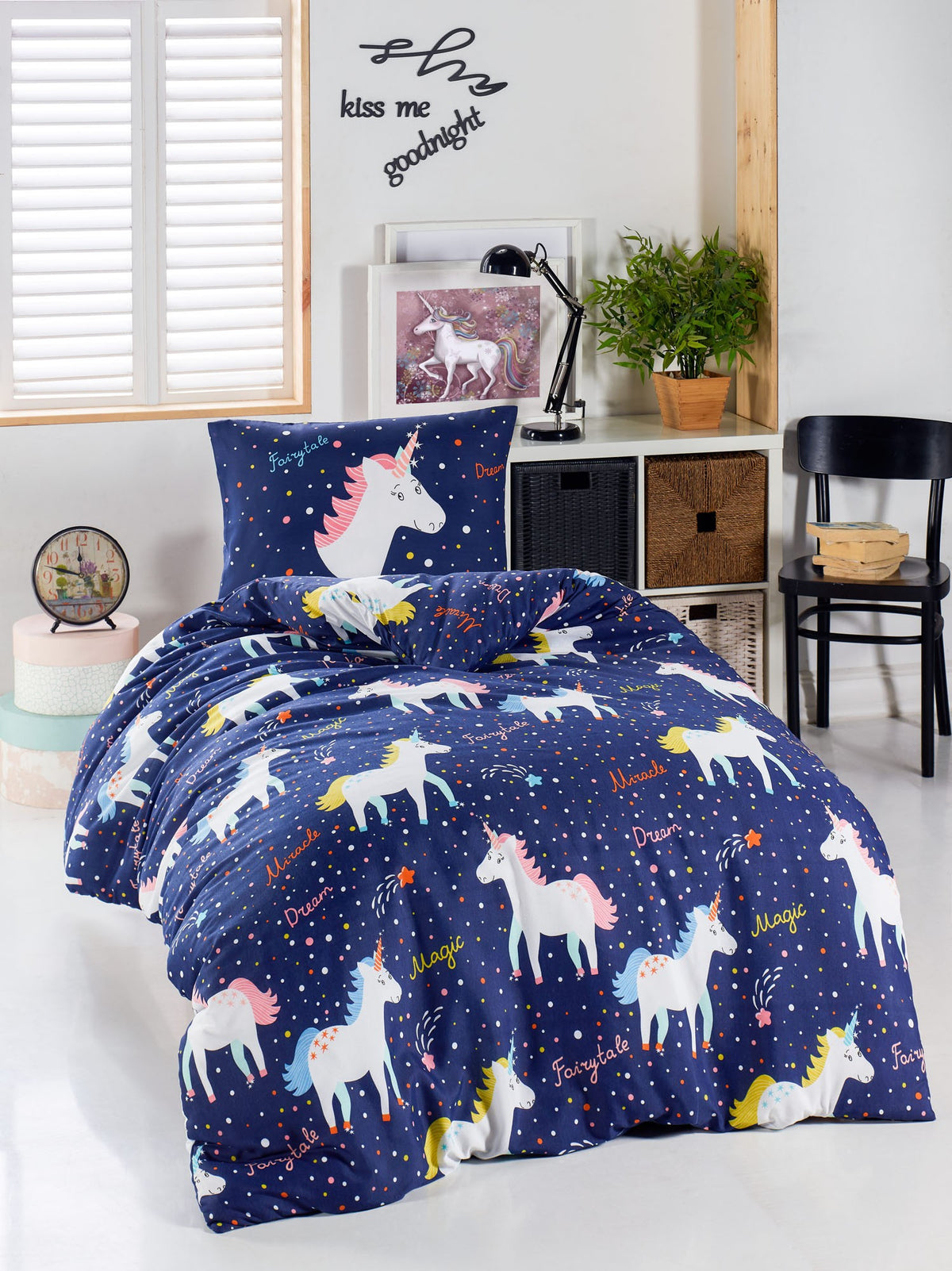 Magic Unicorn - Dark Blue White Yellow Pink Orange